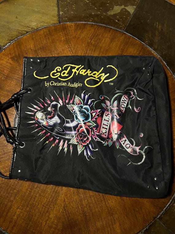 Ed Hardy Love Kills Slowly black tote