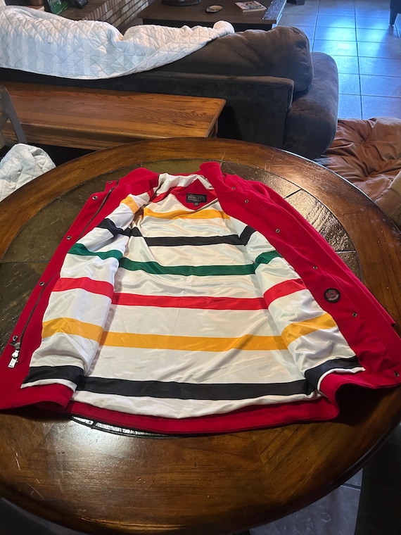 Woman's Pendleton red jacket with striped lining size medium