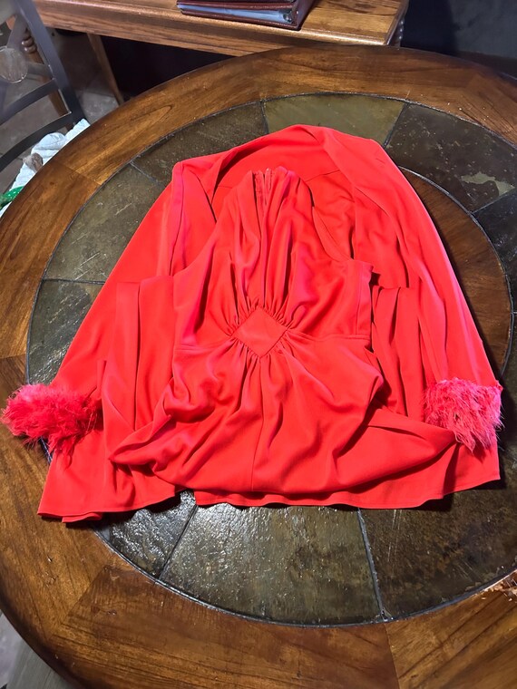 Vintage red dress and jacket hostess apparel lounging