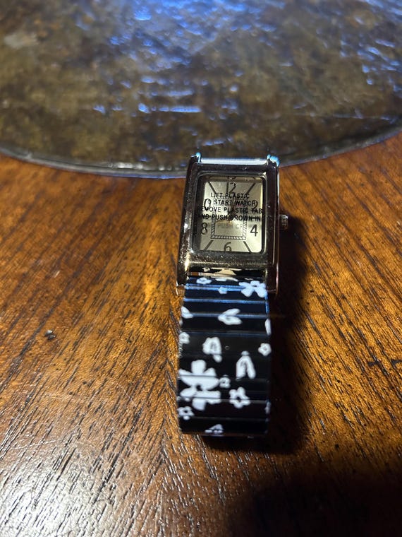 Isaac Mizrahi Live black and white flowered watch new in-box