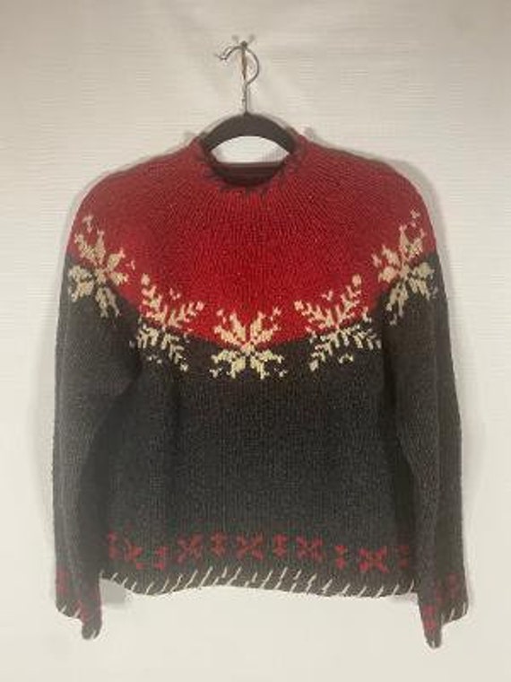 Vintage Woolrich snowflake sweater size large red 