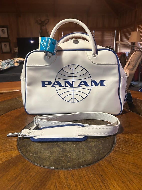 Pan American signature navy and white zipper duffle/tote/travel bag