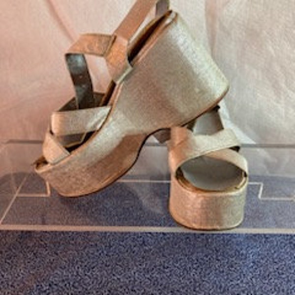 strappy silver platforms