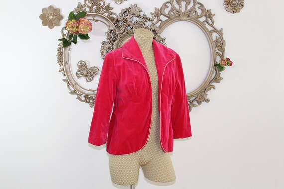 Hot Pink Velvet Blazer Vintage 1980's .