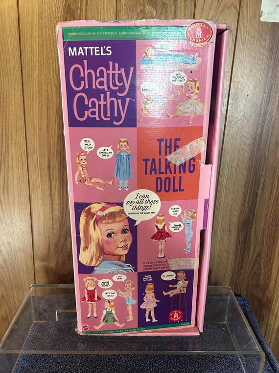 CHATTY CATHY The Talking Doll Mattel 1998 New in Box great graphics on box pull string works