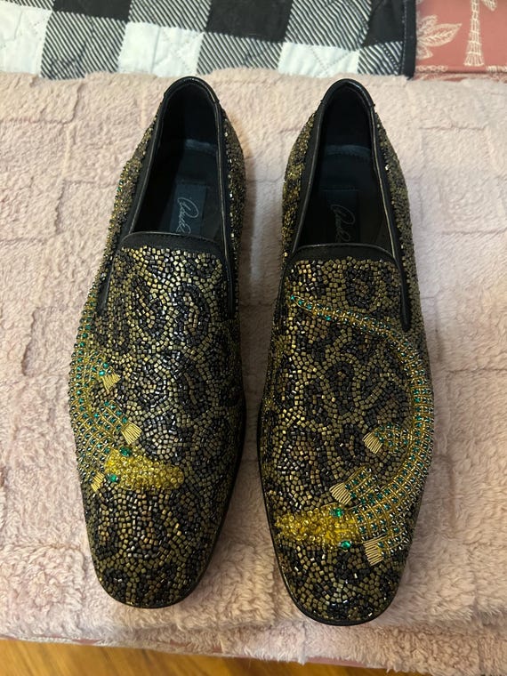 Mens snazzy loafers Donald Pilner made in Italy size 7 M beaded loafers UNIQUE with