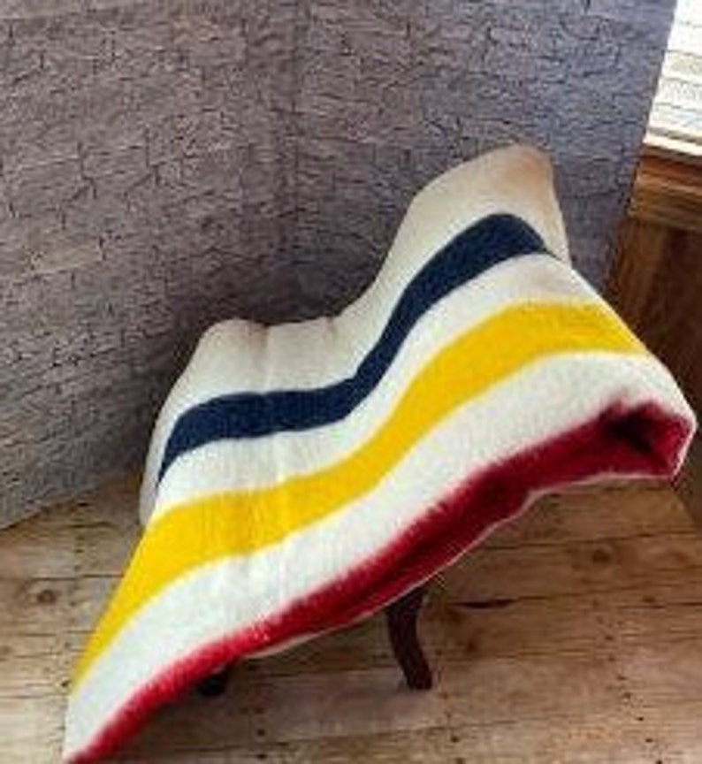 Iconic Hudson Bay Blanket Multi Stripe 84 X 72 Good Condition Etsy