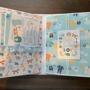 Baby Boy Mini Album, Pre-Made Baby Boy Album, First Year Album, Baby Album, Baby Book, Baby Boy Mini Album, Newborn Scrapbook,Newborn Album, image 4