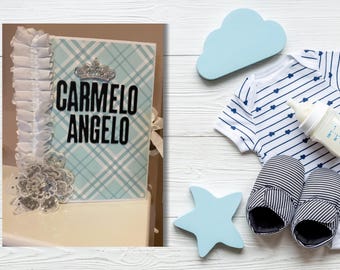 Handmade Baby Boy Photo Album, First Year Keepsake