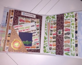 Handmade Safari Baby Boy Scrapbook Album, First Year Memory Book