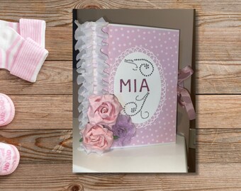 Handmade Baby Girl Scrapbook Album, First Year Keepsake