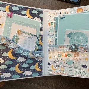 Baby Boy Mini Album, Pre-Made Baby Boy Album, First Year Album, Baby Album, Baby Book, Baby Boy Mini Album, Newborn Scrapbook,Newborn Album, afbeelding 1