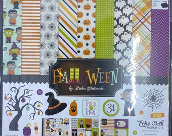 Echo Park Halloween 12 by 12 Kit, Halloween Kit, Paper Kit, Scrapbook Kit, Album Kit, Halloween Pages, Premade Kits, Halloween Junk Journal