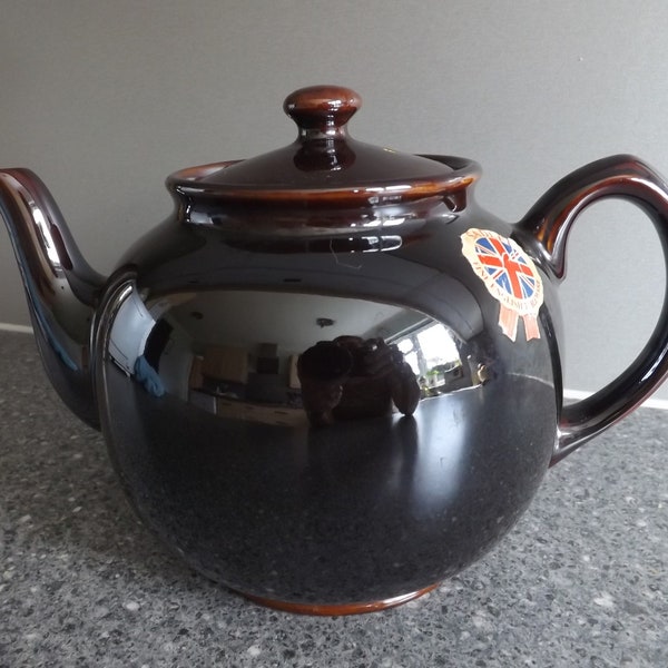 Vintage SADLER "Brown Betty" Teapot, Large 10-Cup 3 Pint Size, Treacle Glaze, Original Label, Immaculate Condition
