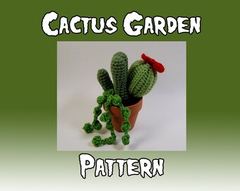 Cactus Garden Crochet Pattern - Amigurumi Cactus Pot - Barrel Cactus - String of Pearls - Echinocereus