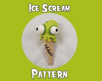 Ice Scream Cone Crochet Pattern - Amigurumi Ice Scream - Crochet Food - Monster Plush Toy - Horror Decor - Plush Toy Ice Cream Monster