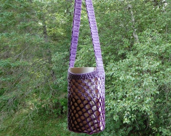 Purple Shoulder Bag - Yarn Crochet Bag - Shopping Bag - Eco Friendly Reusable Bag - Eco Bag