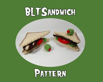 Patrón de ganchillo sándwich BLT - Patrón sándwich Amigurumi - Patrón de comida de juego de ganchillo - Patrón de juguete de felpa Montessori - Juguete de felpa de comida