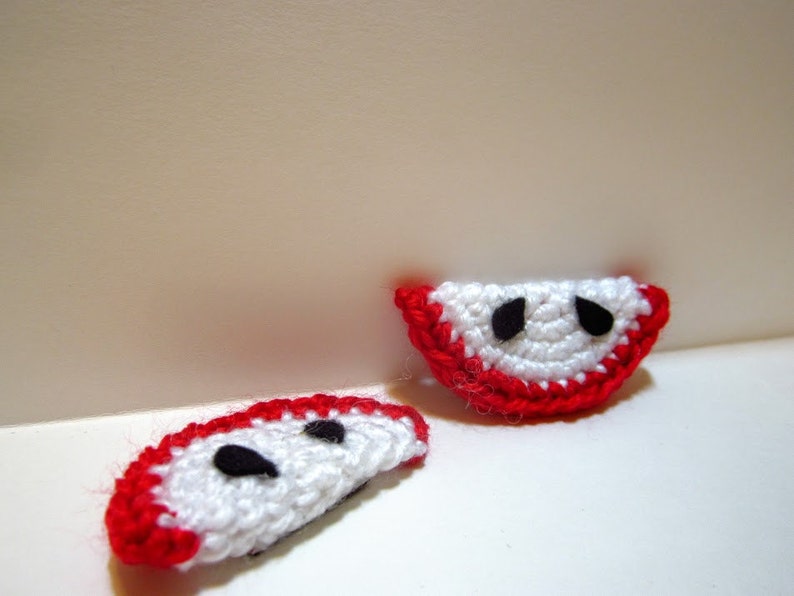 Country Rustic Decor Red Apple Slices Crochet Apples Handmade Kitchen Magnets Apple Slice Fridge Magnets Crochet Fruit Slice