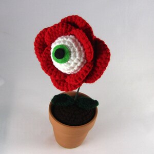PDF Crochet Pattern Eye Ball Rose Creepy Flower red rose flower eyeball plant horror crochet weird crochet pattern image 8