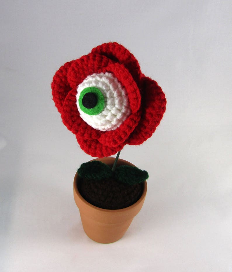 PDF Crochet Pattern Eye Ball Rose Creepy Flower red rose flower eyeball plant horror crochet weird crochet pattern image 8