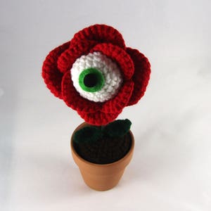 PDF Crochet Pattern Eye Ball Rose Creepy Flower red rose flower eyeball plant horror crochet weird crochet pattern image 5