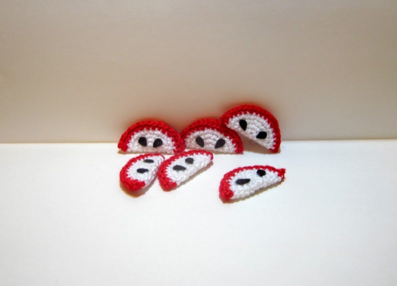 Country Rustic Decor Red Apple Slices Crochet Apples Handmade Kitchen Magnets Apple Slice Fridge Magnets Crochet Fruit Slice