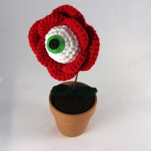 PDF Crochet Pattern Eye Ball Rose Creepy Flower red rose flower eyeball plant horror crochet weird crochet pattern image 10