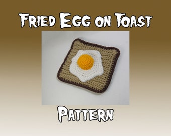 Fried Egg on Toast Crochet Pattern - Amigurumi Food - Breakfast Plush Pattern - Crochet Toast and Egg - Yarn Food