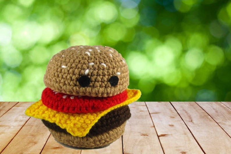 Toy Hamburger Crochet Food Plush Amigurumi Veggie Burger | Etsy