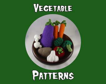 Veggie Toys Set of 7 Patterns - PDF Crochet Food Patterns - Amigurumi Toys Patterns - Vegetable Toy - Montessori Toys - Kitchen Decor