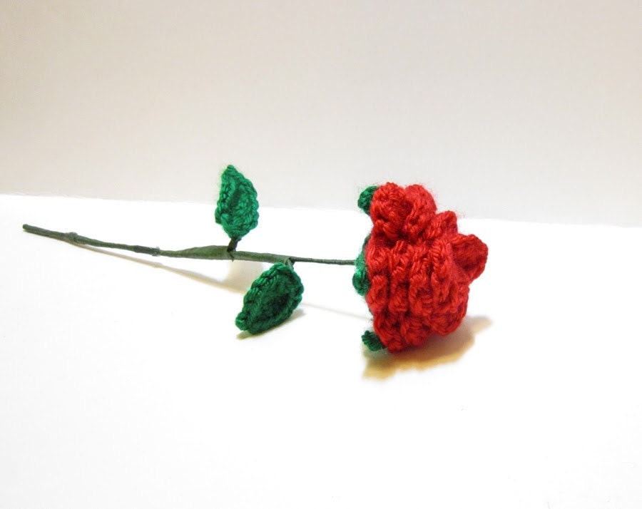 Red Crochet Rose Romantic Gift for Her Handmade Red Rose | Etsy