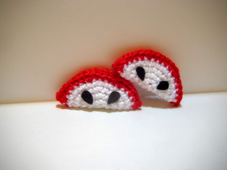 Country Rustic Decor Red Apple Slices Crochet Apples Handmade Kitchen Magnets Apple Slice Fridge Magnets Crochet Fruit Slice