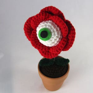 PDF Crochet Pattern Eye Ball Rose Creepy Flower red rose flower eyeball plant horror crochet weird crochet pattern image 3