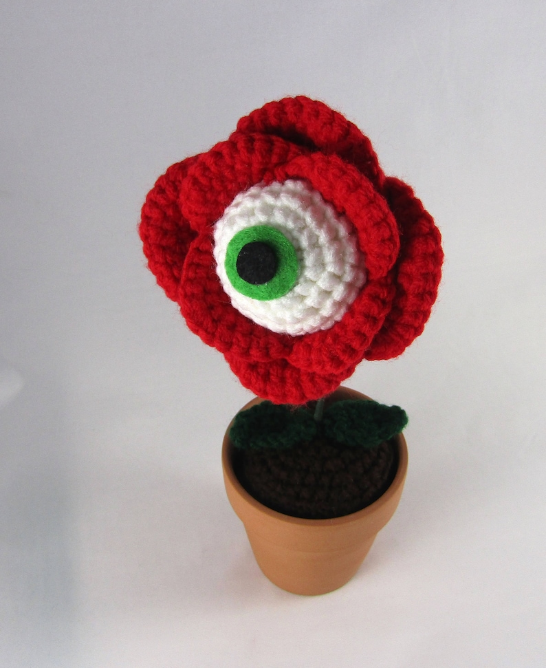 PDF Crochet Pattern Eye Ball Rose Creepy Flower red rose flower eyeball plant horror crochet weird crochet pattern image 3