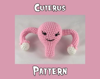 Cuterus Crochet Pattern - Plush Uterus with Ovaries Pattern - Amigurumi Uterus - Crochet Doctor Midwife gift - Hysterectomy gift