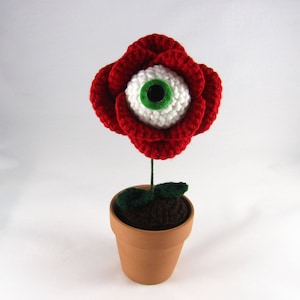 PDF Crochet Pattern Eye Ball Rose Creepy Flower red rose flower eyeball plant horror crochet weird crochet pattern image 7