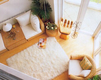 Stylish 4' x 6' Natural Flokati rug. Premium 2.5" pile~ 100% organic wool ~ no synthetics. Machine washable ~  Free shipping.