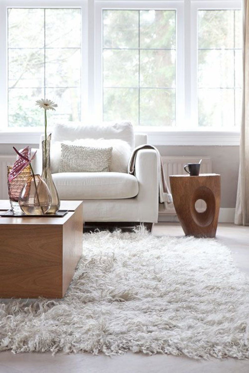 Stylish white 5' x 7' Flokati rug Super thick Etsy