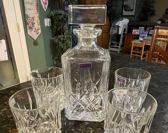 Marquis byWaterford, Markham Square Decanter and 4 DOF Tumblers, Set ~ MINT ~ New in Box!  #40018306