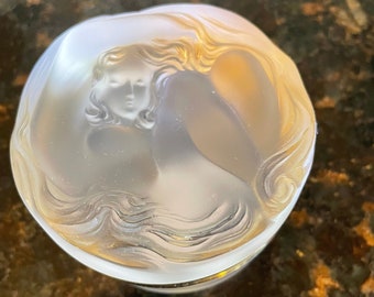 Lalique Crystal 1970's 'daphne' Nymph Nude Frosted Powder