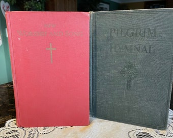 TWO Hymnals ~ Pilgrim Hymnal Revised Edition 1935 Congregational Worship Hardcover & New Worship and Song: Worship Services and Materials