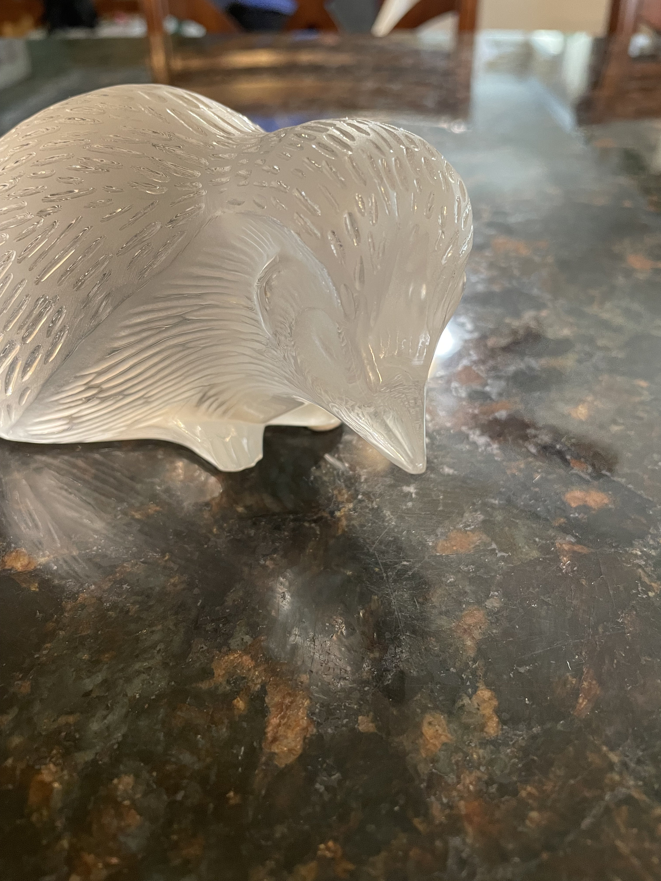 LALIQUE FRANCE Crystal Hedgehog, #11641 ~ Frosted Art Glass