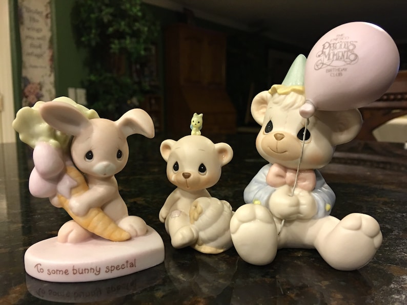 THREE Precious Moments Figurines Teddy Bear Happy Birthday - Etsy