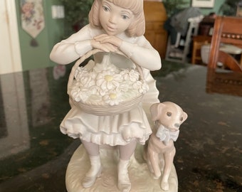Beautiful Lladro GIRL With FLOWERS / 1088 Girl Sitting in Chair W