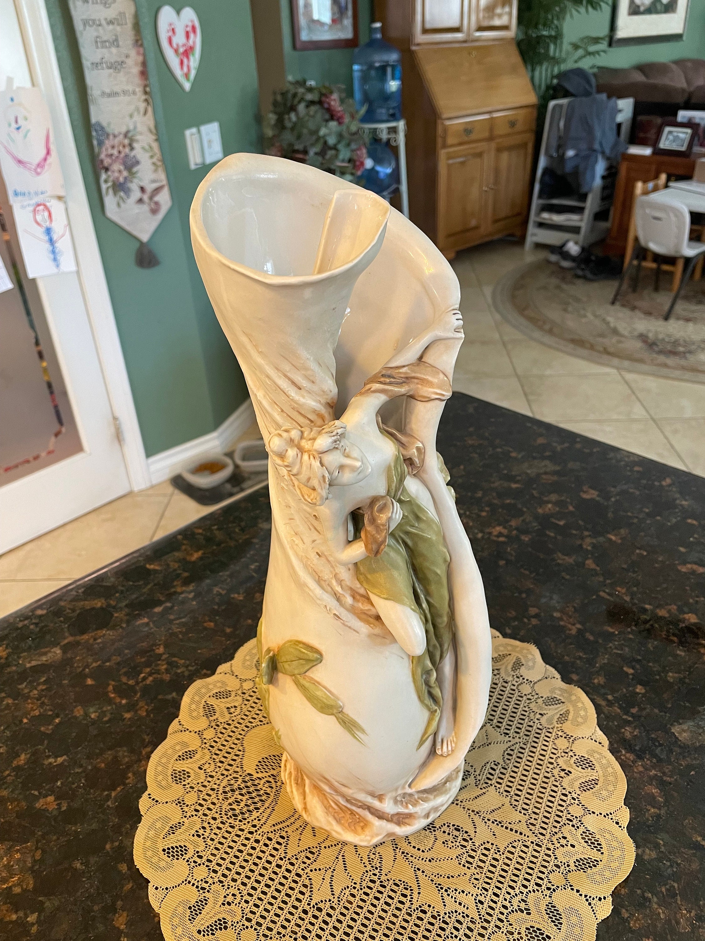 Huge XL ROYAL DUX Ceramic Maiden Girl Figural Art Nouveau