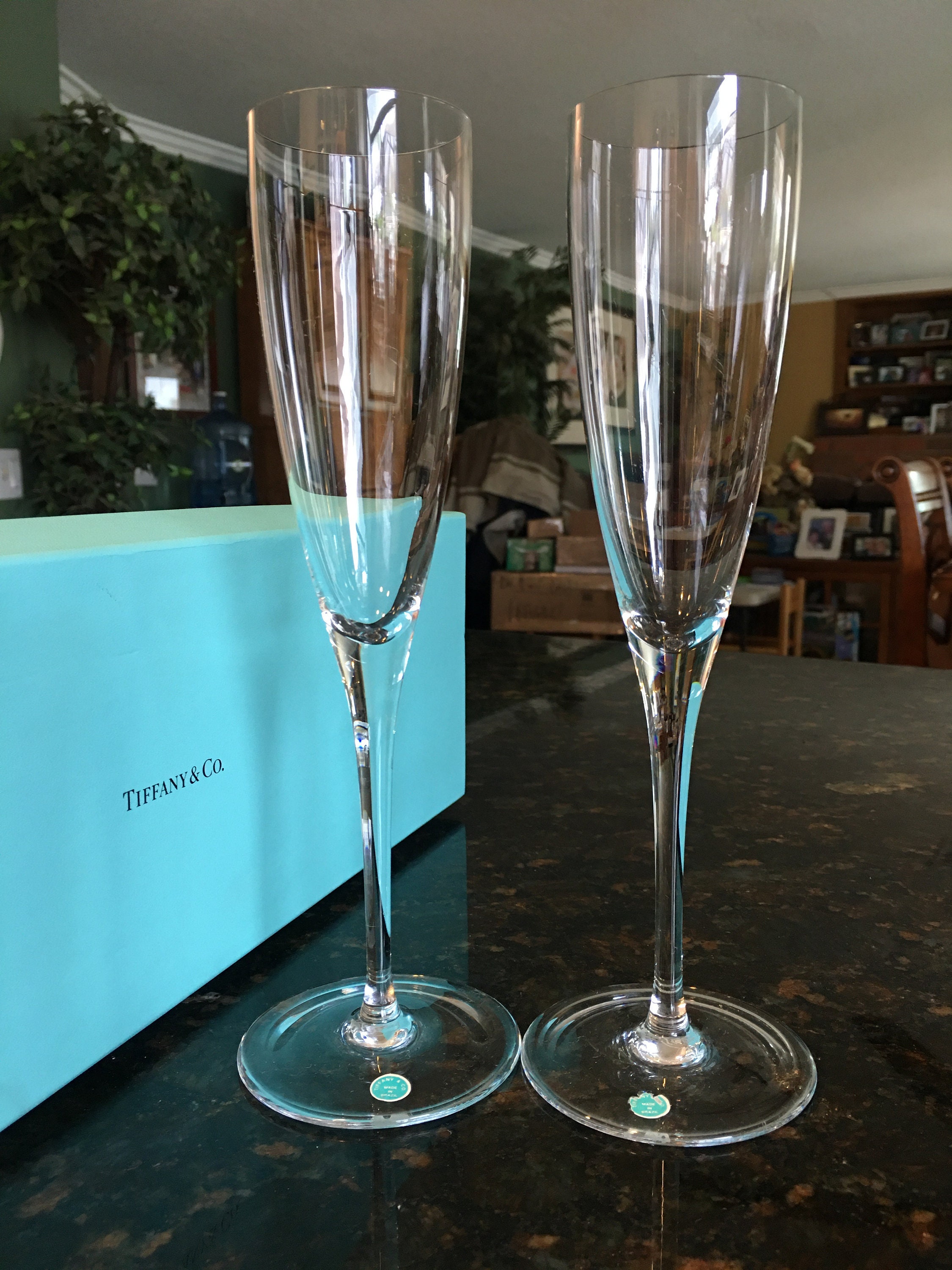 Tiffany Home Essentials Champagne Flutes in Crystal Glass, Set of Two