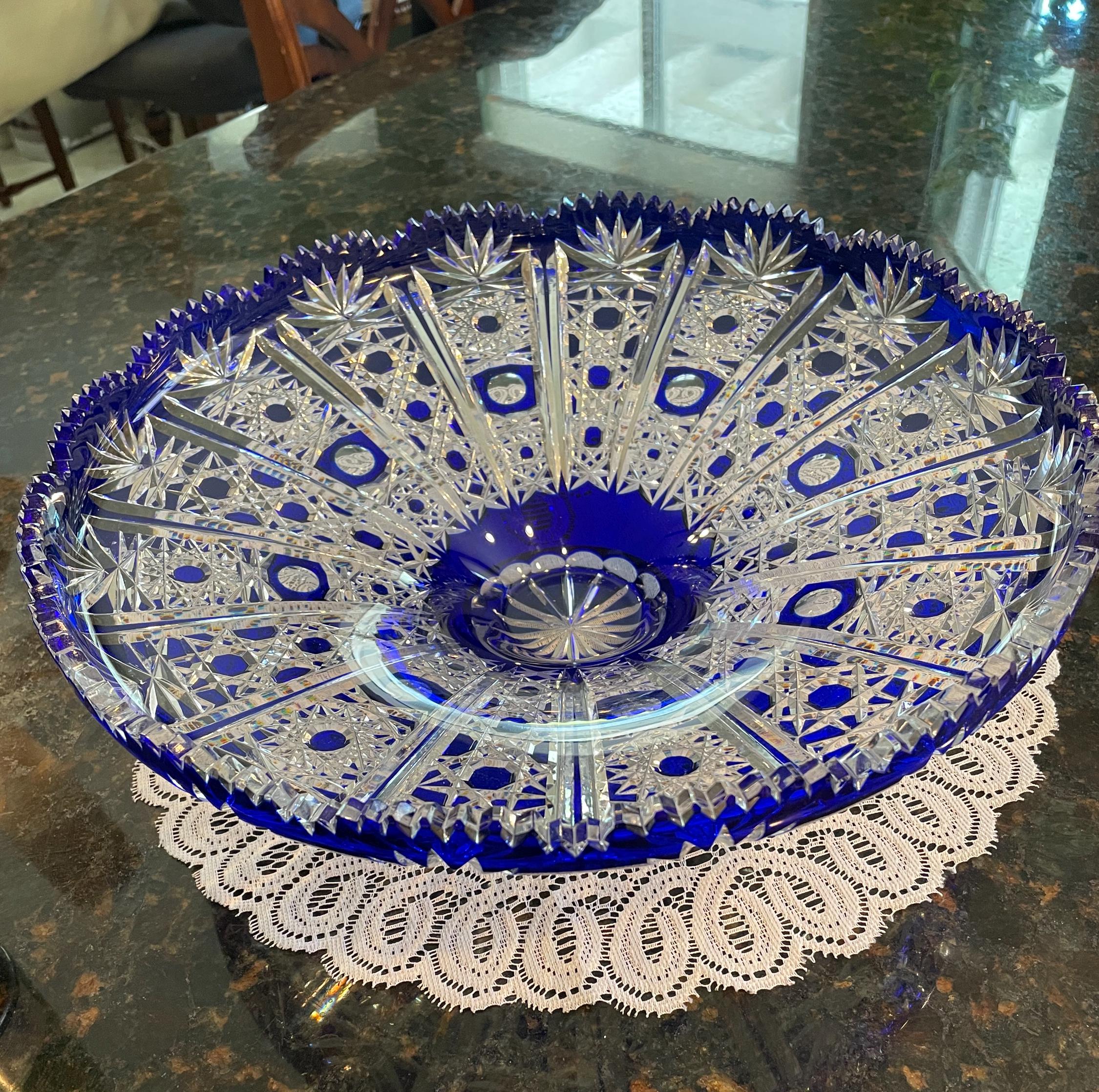 Bigger Than Huge~cobalt Blue Cut to Clear Bohemian Czech Glass