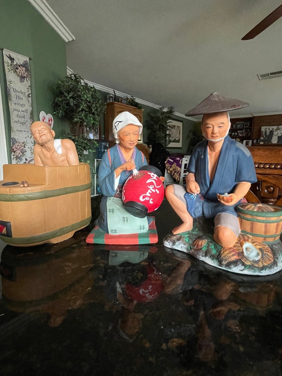 1950 Vintage 9-pc, Very Rare Hand-painted Japanese HAKATA KINKODO