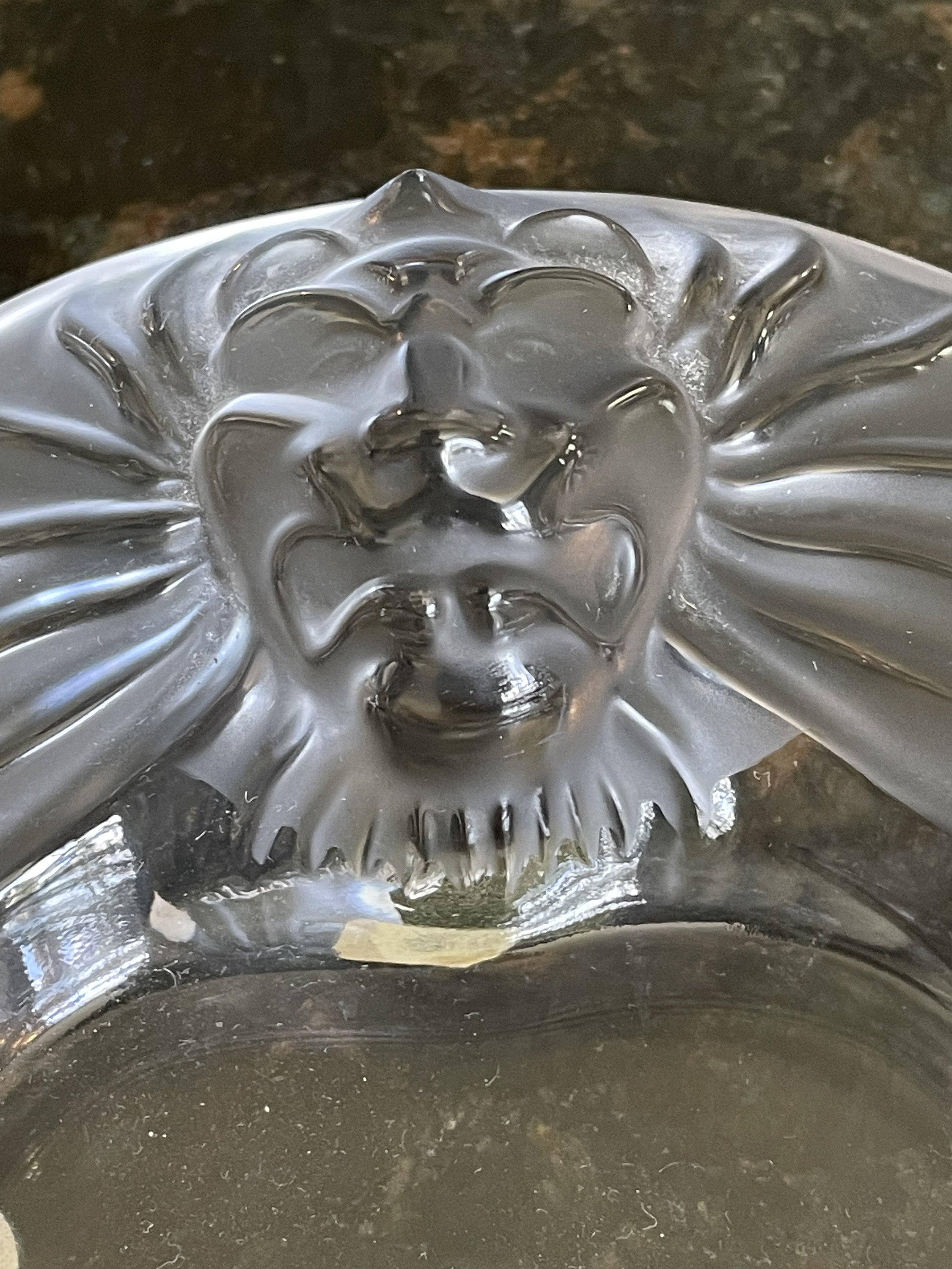 Rene LALIQUE Crystal “Teté de Lion” Ashtray Clear and